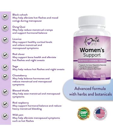Women's Hormone Regulation Supplement - Menopause & Estrogen Support - Natural Ingredients for Balance - Non-GMO Pills by Amate Life - Buy Online on GoSupps.com