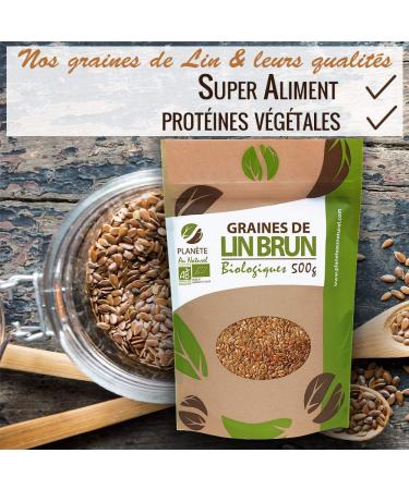 Organic Brown Flax Seeds - 500g (Linum usitatissimum) - Buy Online on GoSupps.com