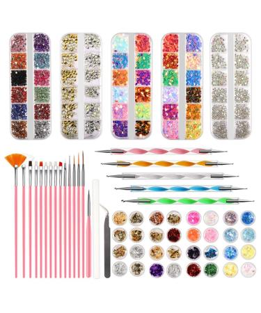RIYAN Nail Tools Set Manicure Varnish Starry Foil Sticker Glitter Flake Drill Nail Art Pen