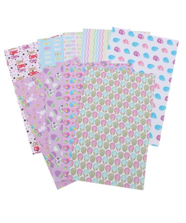 Lurrose 9 sheets Faux Pu Fabric Handmade Egg Making Themed Diy Jewelry Leather Artificial Printing