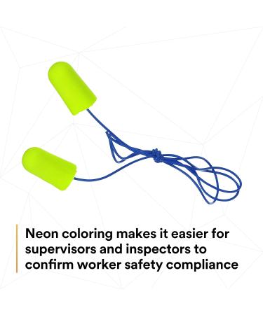 3M Ear Plugs  200/Box  E-A-Rsoft Yellow Neons 311-1250  Corded  Disposable  Foam  NRR 33  Drilling  Grinding  Machining  Sawing  Sanding  Welding  1/Poly Bag - Buy Online on GoSupps.com