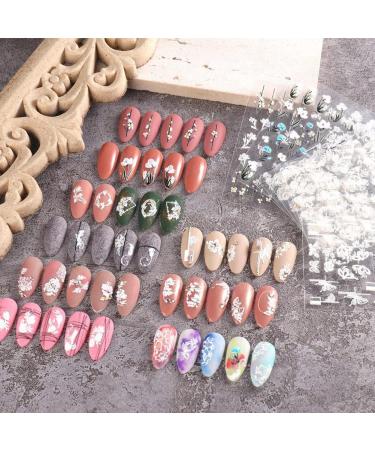 Lahdrhab 5D Embossed Flower Nail Art Stickers 4 Sheets Self-Adhesive Decals Floral Design Nail Decoration for Women - Buy Online on GoSupps.com