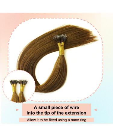 KOCONI 20 Nano Ring Hair Extensions - Real Human Hair, Remy Nano Beads, 50g - #6 Chestnut Brown - Buy Online on GoSupps.com