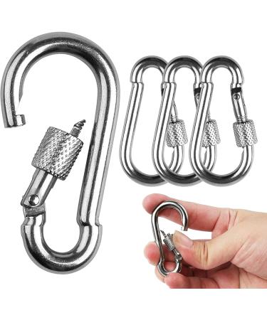 DONQL 4 STK M6 Small carabiner hook with 135 kg load capacity stainless steel carabiner screw carabiner fine key rings small screw closure carabiner hook for camping keys outdoor etc. - Buy Online on GoSupps.com