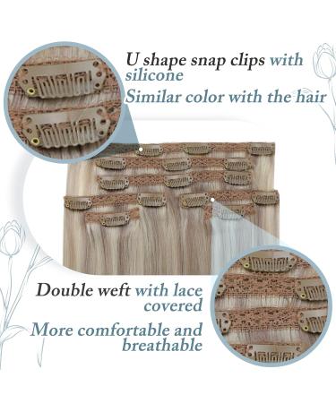 Runature Clip In Extensions Real Hair 50cm - Dark Blonde & Platinum Blonde #19AP60 - 120g 7PCS Hair Extensions - Buy Online on GoSupps.com
