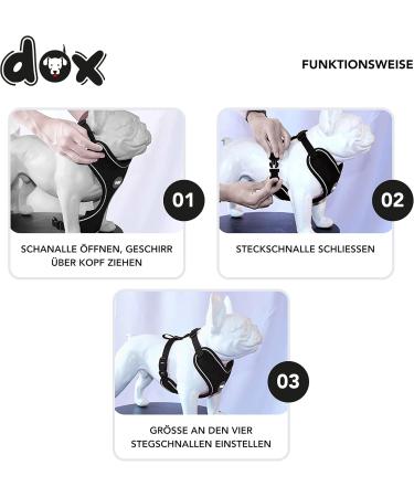 DDOXX Reflecting Airmesh Step-in Dog Harness - Adjustable XL for All Sizes | Black (Neck 42-58 cm Breast 52-76 cm) - Perfect for Puppies and Small Dogs - Buy Online on GoSupps.com