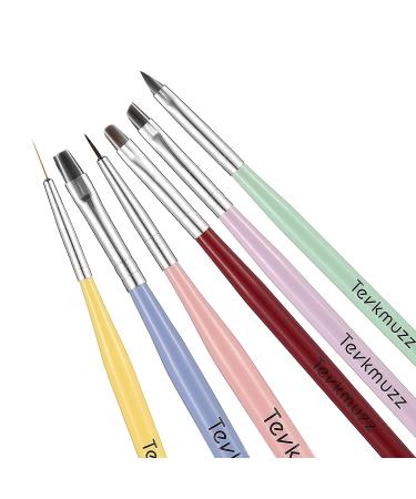 Tevkmuzz 6 PCS Nail Art Brushes Set - Nail Extension Gel, Dotting Pen, Liner Brush - Ideal for Gel Polish & Nail Design - Buy Online on GoSupps.com