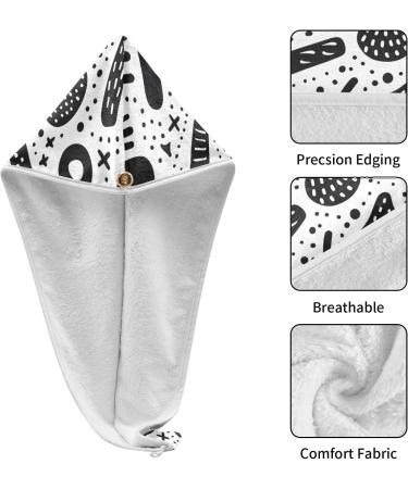 Buy Black Graffiti White Hair Towel 2 Pack - Super Absorbent Quick Dry Hair Turbans for Women & Girls - Buy Online on GoSupps.com