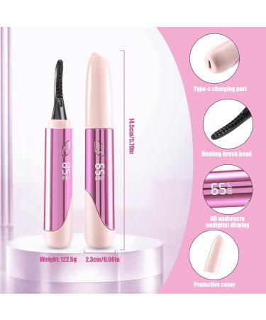Liseng Portable Electric Eyelash Curler Heated Eyelash Curler Rechargeable Makeup Curling Kit with LED Display 4 Temperature Pink Pink 4 Temperature - Buy Online on GoSupps.com