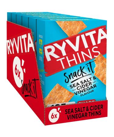 Ryvita Thins Snack It Sea Salt & Cider Vinegar Flvour 125g Pack of 6 Sea salt and Cider Vinegar 125.00 g (Pack of 6)