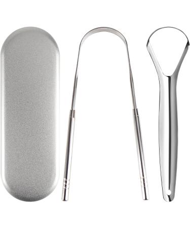 Stainless Steel Tongue Scraper & Cleaner - 2 Pack | Fresh Breath & Oral Hygiene | Metal Storage Case - Buy Online on GoSupps.com