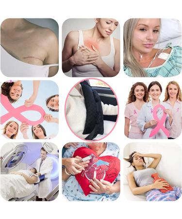 Mastectomy Seat Belt Pillows - Post Surgery Chest Cushions for Pacemaker Bypass & Hysterectomy - Hook N Loop Tape - Minky Dot Black - Buy Online on GoSupps.com