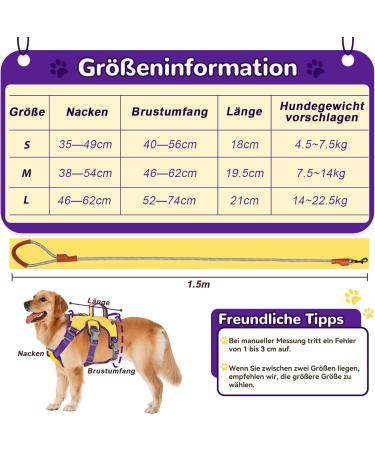 Multi-Purpose Dog Harness for All Sizes - Outbreak-Proof with Leash Set | Ideal for Small Medium & Large Dogs - Yellow (L) - Buy Online on GoSupps.com