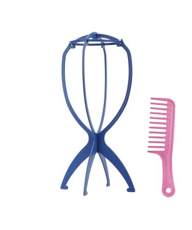 XCZYN Wig Stand Holder Portable Collapsible Wig Holder for Multiple Wigs Durable Wig Stands for Women Wig Drying Stand Travel Wig Holder Stand Wigs Display Stand Tool (1 Pc Dark Blue) 1 Pc Dark Blue