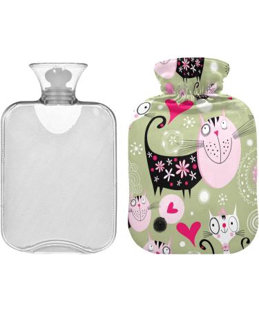 NAANLE 2L Hot Water Bottle for Pain Relief - Transparent Heat Bag for Lovers & Cats - Ideal for Heat & Cold Therapy - Buy Online on GoSupps.com