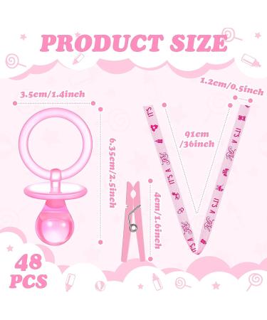 48 Pink Acrylic Necklace Baby Pacifier & Plastic Clothespins Set for Baby Shower Decorations - Buy Online on GoSupps.com