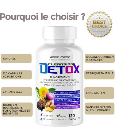 Detox Foie 120 G lules - D toxifiant Puissant Draineur Foie et Intestin Chardon Marie 80% Silymarine Artichaut Pissenlit Fenouil chinac e - J.Armor Detox 120 unit (Lot de 1) - Buy Online on GoSupps.com