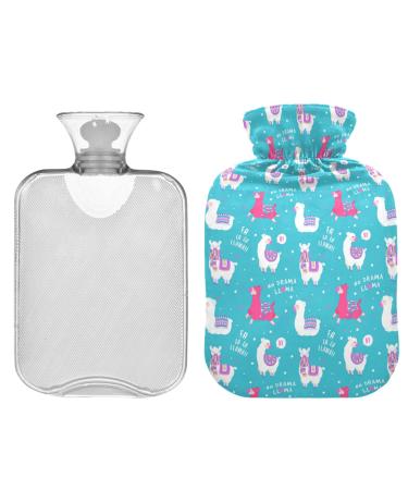 ZZXXB NO drama Llama heat bottle with fleece cover 2 liters PVC warming bag for neck shoulder pain handfoots heating press and cold therapy