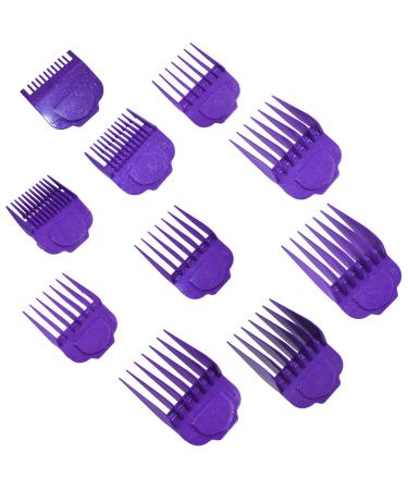 Magnetic Clipper Guards Guide Comb 10pcs Set Compatible with Andis Master Hair Clippers Purple