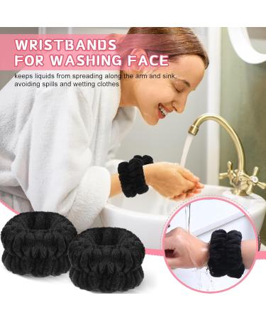 Face Wash Wristbands Spa Washing Face Sweatbands Makeup Elastic Wrist Wash Band Absorbent Towel Wristband Wristbands for Washing Face skincare Women Girls Keep Liquid from Spilling Down Arms (Black) - Buy Online on GoSupps.com