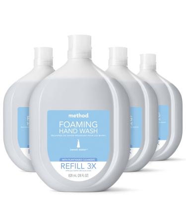 Method Foaming Hand Soap Refill Sweet Water Recyclable Bottle Biodegradable Formula 28 fl oz (Pack of 4) Sweet Water 28 Fl Oz (Pack of 4)