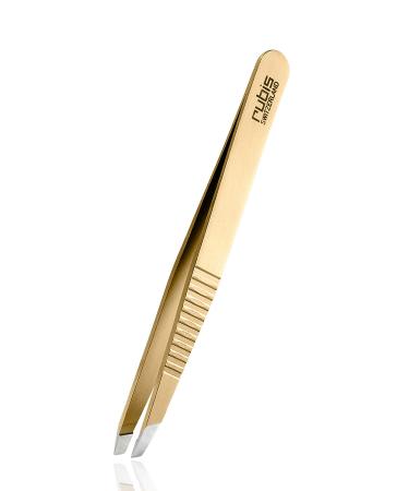 Rubis tweezers stainless steel gold plated - professional tweezers for plucking eyebrows - ProGrip Gold
