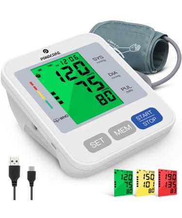 Blood Pressure Machine for Upper Arm 3.4'' Tri-Color Backlight Screen PANACARE Automatic Electronic Blood Pressure Meter Monitor, BP Monitor Machine, Audio Reading, 8.7-16.5 XL Cuff for Home Use