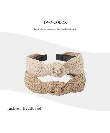 Straw Headbands for Women & Girls | Fashionable, No-Slip Diademas Para Mujer De Moda | Cute Braid Top Knot Headband | Summer Beach Hair Accessories - Buy Online on GoSupps.com