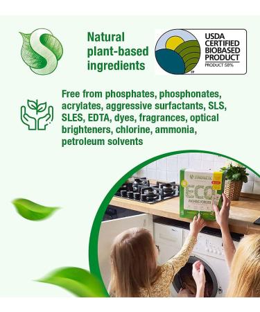 Synergetic Laundry Detergent Powder Packets | 50 Loads | Baby & Sensitive Skin Safe | Plant-Based & Fragrance-Free - Buy Online on GoSupps.com