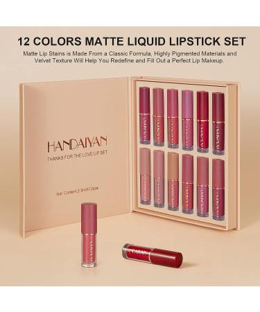 KIMIEYE 12 Colors Matte Liquid Lipstick Kit | Long Lasting & Waterproof Lip Stain Set | Velvet Nude to Red Shades | 1oz | 24H Wear - Buy Online on GoSupps.com