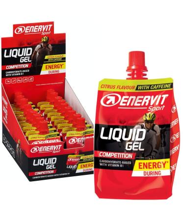 Enervit Sport Liquid Gel Citrus with caffeine |High carb energy gel undiluted |Run Gel Energy Gel Sport Gel Cycling |18x60ml citrus with caffeine 60 ml (18 Pack)