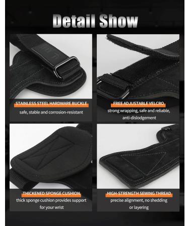 Train Aid Strength Training Leather Lifting Straps | Fitness Bodybuilding & Weightlifting Grip Aids | Gym Accessories for Men & Women - Black - Buy Online on GoSupps.com