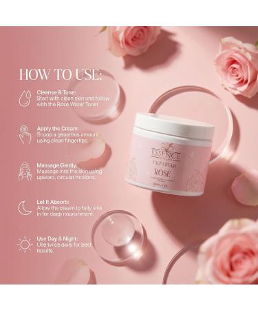 Essence Skin Care Rose Face Cream Deeply Hydrating Nourishing Moisturizer with Rose Water Aloe Vera Sweet Almond Oil Shea Butter Hyaluronic Acid Hibiscus Extract - Buy Online on GoSupps.com