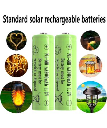 1.2V AA NIMH 900mAh Rechargeable Batteries - 12 Pack for Outdoor Solar Lights & LED String Lights - Buy Online on GoSupps.com