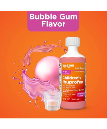 Amazon Basic Care Children's Ibuprofen Oral Suspension 100 mg per 5 mL, Pain Reliever and Fever Reducer (NSAID), BubbleGum, For Minor Aches and Pains, Headache Relief and More, 8 fl oz (Pack of 1) - Buy Online on GoSupps.com