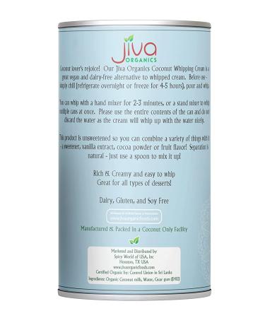 Jiva Organic Coconut Whipping Cream 14oz (Pack of 12) - BPA Free, Vegan, Gluten Free, Non-GMO - Buy Online on GoSupps.com