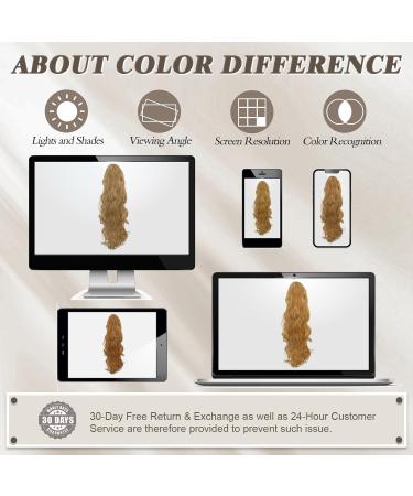 BARSDAR Long Wavy Curly Ponytail Extension 20 Golden Brown Mix Blonde - Clip-in Synthetic Hairpiece for Women - Buy Online on GoSupps.com