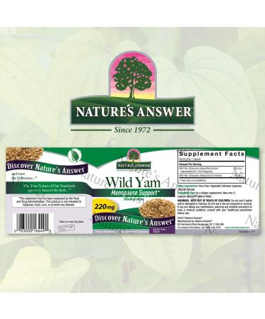 Nature's Answer Wild Yam Root Vegetarian Capsules - Menopause Support & Female Balance (60 Count) - Buy Online on GoSupps.com