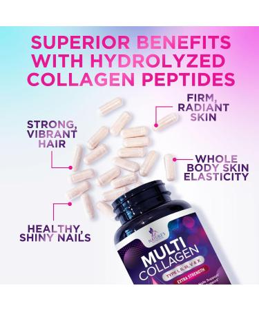 Multi Collagen Pills 2400 mg - Advanced Types I II III V X - Hydrolyzed Multi Collagen Peptides Pills Collagen Supplements for Women & Men - Hair Skin & Nail Support Supplement - 240 Capsules 240 Count (Pack of 1) - Buy Online on GoSupps.com