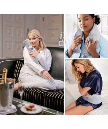 Long Hot Water Bottle with Soft Cover - 2L Thermal Pillow for Babies & Adults 73cm | Includes Funnel & Plush Neck/Shoulder Support - Buy Online on GoSupps.com