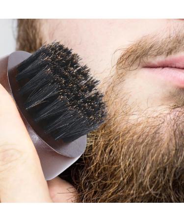 Boar Bristle Beard Brush with Wooden Handle | Round Beard Brush for Men | Dark Brown - Buy Online on GoSupps.com