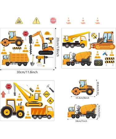 Glow in The Dark Construction Vehicles Wall Stickers - Transport Cars Theme Fluorescent Decals for Kids Bedroom Nursery - Buy Online on GoSupps.com
