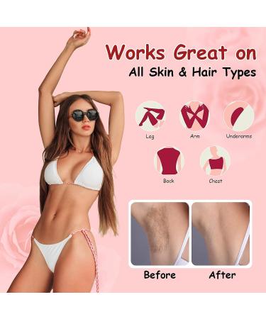 Seopri Roll on Wax Kit for Hair Removal - Sensitive Skin, 2 Rose Wax Cartridges, 100 Strips & Wipes - Buy Online on GoSupps.com