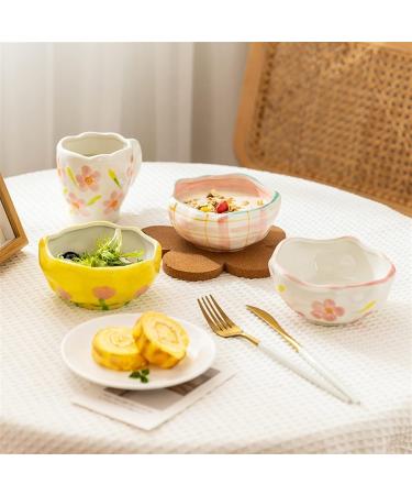 FURLOU Bowl Hand-Painted Flower Dessert Bowl Ceramic Salad Snack Bowl Breakfast Oatmeal Kitchen Cereal Rice Soup Bowls Bowls (Color : Yellow) - Buy Online on GoSupps.com