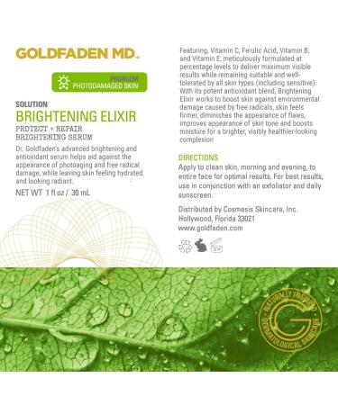 GOLDFADEN MD Brightening Elixir - Vitamin C Serum for Radiant Skin | Anti-Aging & Hydrating | 1 fl oz - Buy Online on GoSupps.com