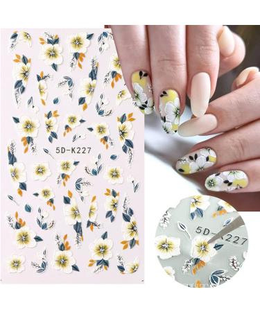 5D Embossed Flower Nail Art Stickers - Colorful Spring Summer Decorations for DIY Nails - Buy Online on GoSupps.com