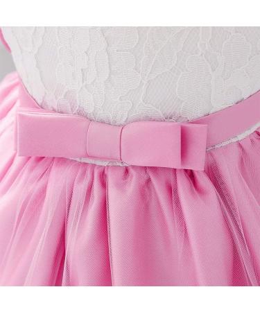 FYMNSI Baby Girl Baptism Christening Dress with Lace Floral Embroidery and Headband - Pink (6-9 Months) - Buy Online on GoSupps.com