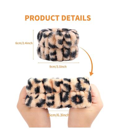 Leopard Print Spa Wristband Set for Athletes/Women/Girls - 8pcs Soft Coral Velvet Towels for Makeup/Sweat Absorption - Buy Online on GoSupps.com