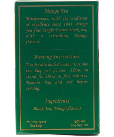 MACKWOODS MANGO FLAVOURED SINGLE ESTATE BLACK TEA IN 25 ENVELOPED TEA BAGS - Buy Online on GoSupps.com