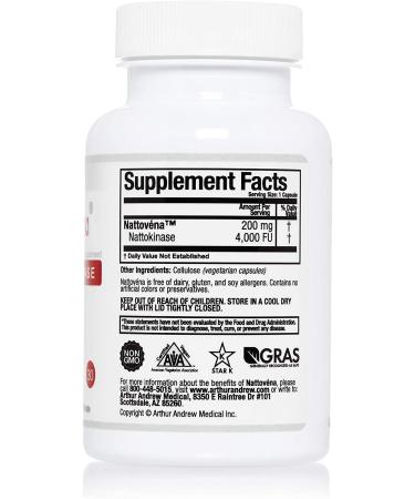 Arthur Andrew Medical Nattovena Nattokinase 200 mg - 30 Capsules | Pure Heart Health Supplement - Buy Online on GoSupps.com